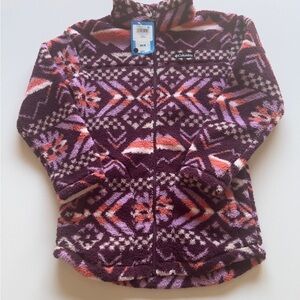 NWT Columbia Youth Girl's Large 14/16 Purple Patterned Fleece Jacket (G4)